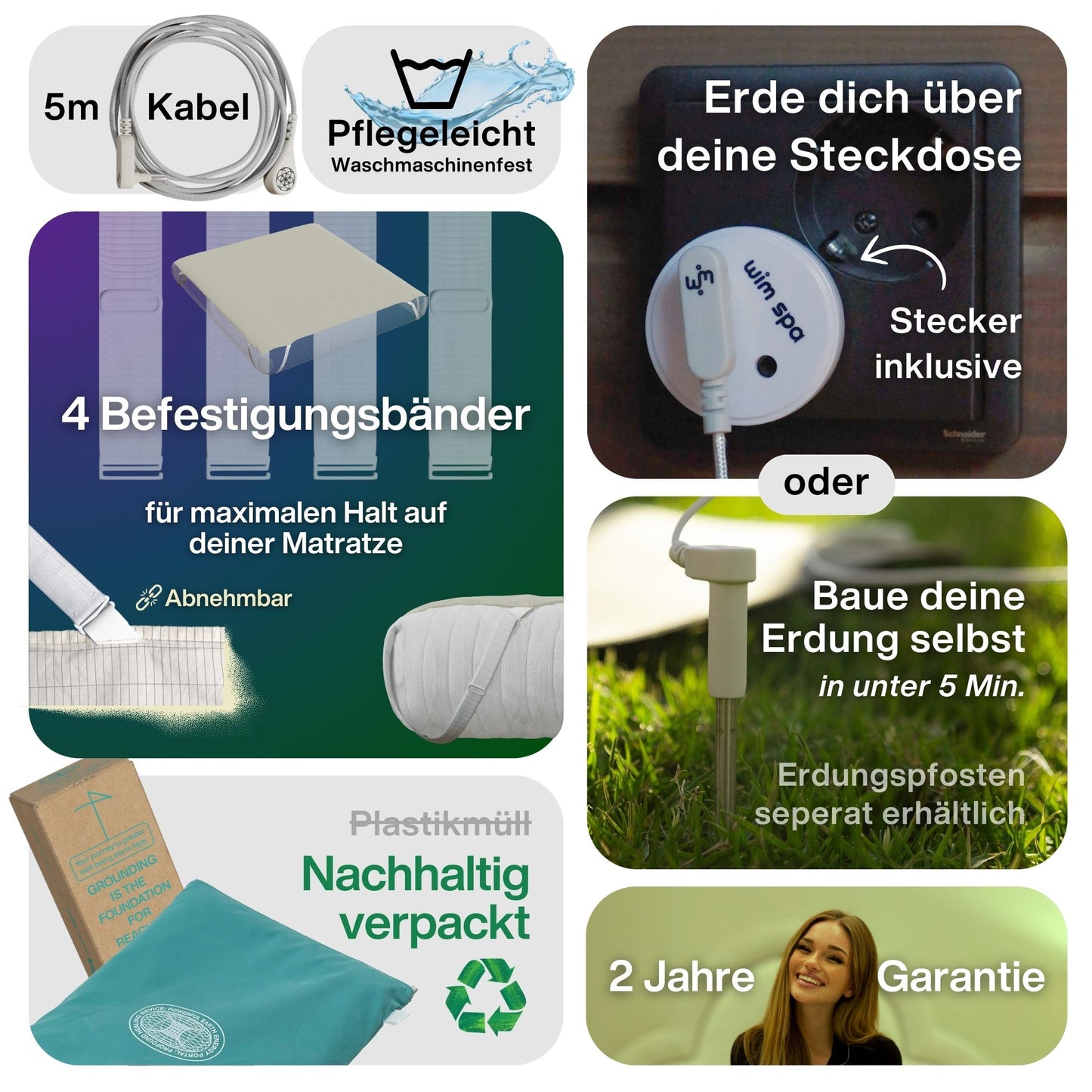 Erdungsbettlaken aus Baumwolle mit Silberfäden